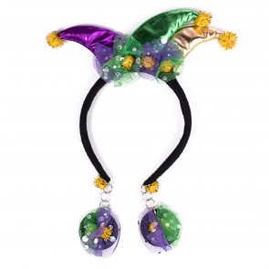 Mardi Gras Jester With Faux Earrings Headband
