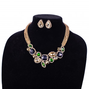 10" PGG Gem Necklace & Earrings Set