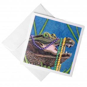 Folded Note Card: Mardi Gras Gator