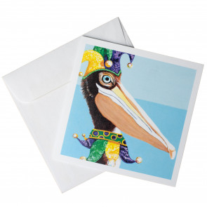 Folded Note Card: Mardi Gras Pelican