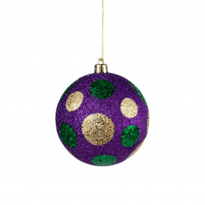 100MM Glitter Dot Ball Ornament: Mardi Gras