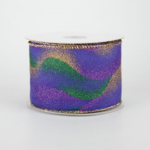 2.5" Glitter Mist Ribbon: Purple, Green, Gold (10 Yards)