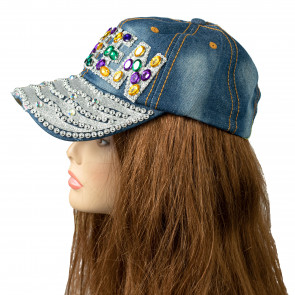 Jeweled Denim Hat: Queen