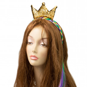 Faux Mardi Gras Hair: Crown Headband With Braid