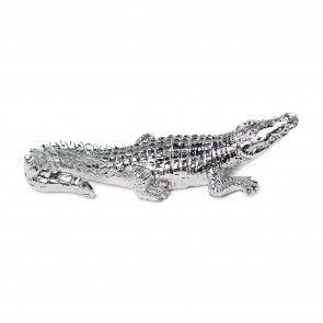 9" Silver Alligator Statue