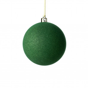 100MM Smooth Flocked Ball Ornament: Emerald Green
