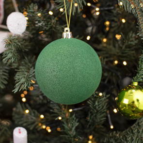 100MM Smooth Flocked Ball Ornament: Emerald Green