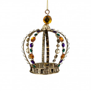 4.5" Jeweled Metal Crown Ornament