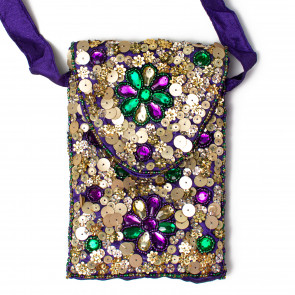 7" Gold & Purple Sequin Flower Bag