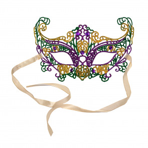 7.5" Filigree Mask: Purple, Green, Gold