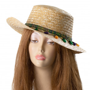 Mardi Gras Tassel Straw Hat