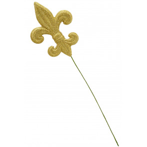 Gold Glitter Fleur De Lis Pick: 6"