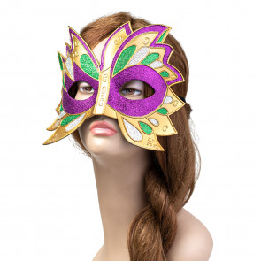 Glitter Plastic Mardi Gras Mask (Set of 6)