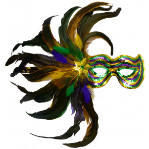 Feather Burst Sequin Mardi Gras Half Mask: PGG