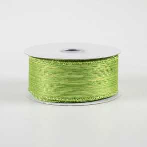 1.5" Vertical Metallic Stripe Ribbon: Lime Green (10 Yards)