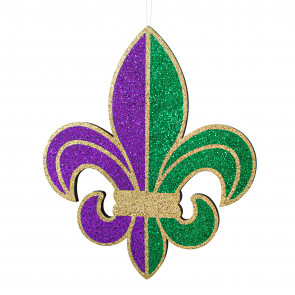20" Glitter Fleur de Lis: Purple, Green, Gold