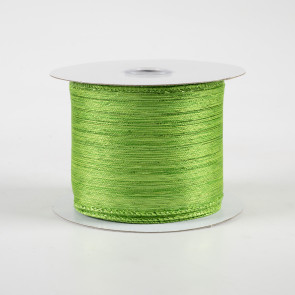 2.5" Vertical Metallic Stripe Ribbon: Lime Green (10 Yards)
