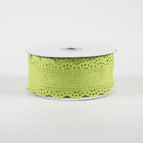 1.5 Wired Velvet Ribbon: Lime Green (10 Yards)
