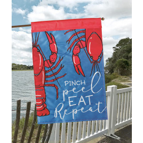Pinch, Peel, Eat, Repeat Crawfish Large Flag (29 x 42)