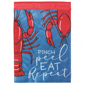 Pinch, Peel, Eat, Repeat Crawfish Garden Flag (13 x18)