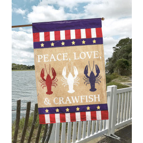 Peace, Love, Crawfish RWB Large Flag (29  x 42)