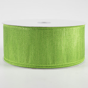 2.5" Woven Metallic Lines Ribbon: Lime Green (50 Yards)