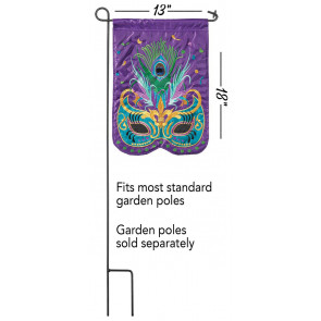 Mardi Gras Mask Garden Flag: Purple