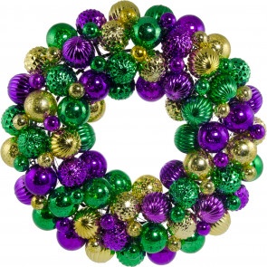 16" Mardi Gras Ball Wreath: Antique Purple, Gold & Green