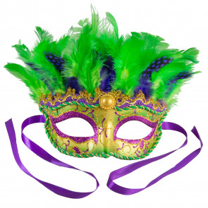 Glittered Mardi Gras Feather Eye Mask
