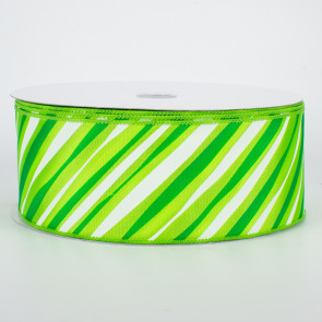 2.5" Brushstroke Stripe Ribbon: Green (50 Yards)