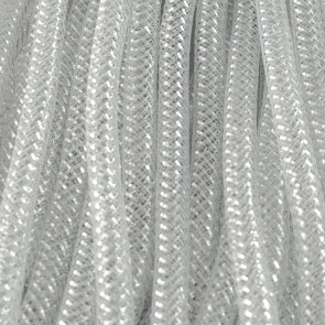 Deco Flex Tubing Ribbon: White w/ Silver (30 Yards)