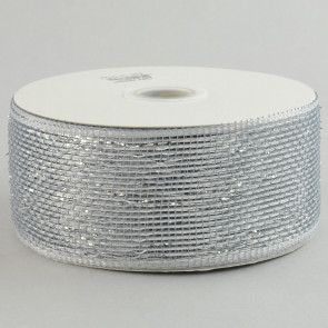 2.5" Poly Deco Mesh Ribbon: Metallic Silver