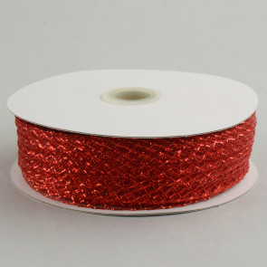 1.5" Deco Flex Mesh Ribbon: Metallic Red