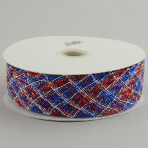 1.5" Deco Flex Mesh Ribbon: Red/White/Blue Plaid