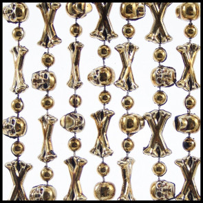 Skull & Bones Beads 42" Antique Gold