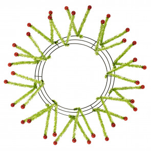 15-24" Tinsel Ball Work Wreath Form: Lime/Red