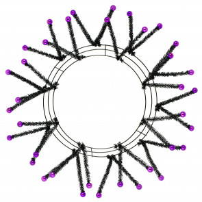15-24" Tinsel Ball Work Wreath Form: Black/Purple