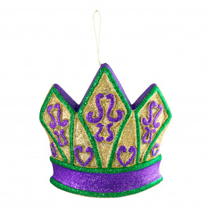 9.25" Metallic Glitter Mardi Gras Crown Foam Ornament 