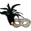 Silver Sequin Jewel Feather Mask