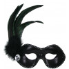 Satin, Feathers & Lace Mask: Black