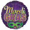 17" Purple Mardi Gras Mask Confetti Mylar Balloon