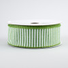 1.5" Royal Canvas Pinstripe Ribbon: Clover Green & White