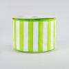 2.5" Medium Stripe Ribbon: Lime Green & White (10 Yards)