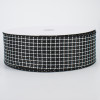 2.5" Embroidered Stitched Squares Ribbon: Black (50 Yards)