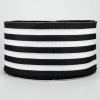 4" Vertical Stripe Faux Burlap Ribbon: Black & White (50 Yards)
