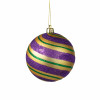 100MM Diagonal Glitter Stripe Ball Ornament: Mardi Gras