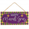 12" Wooden Sign: Happy Mardi Gras
