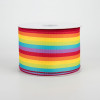 2.5" Vertical Woven Stripes Ribbon: Rainbow (10 Yards)