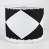 4" Bold Harlequin Fuzzy Edge Ribbon: Black & White (10 Yards)