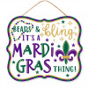 10" Scalloped Wooden Sign: Beads & Bling Mardi Gras Thing
